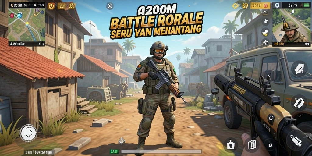 Menampilkan aksi seru di medan pertempuran Battle Royale