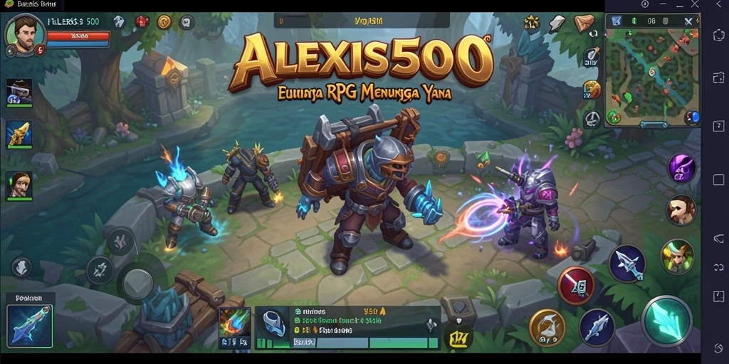 Screenshot ALEXIS500 menampilkan aksi pertarungan yang mendebarkan dalam RPG.