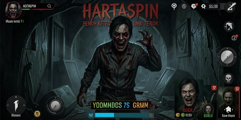 Tampilan gameplay menyeramkan di HARTASPIN.