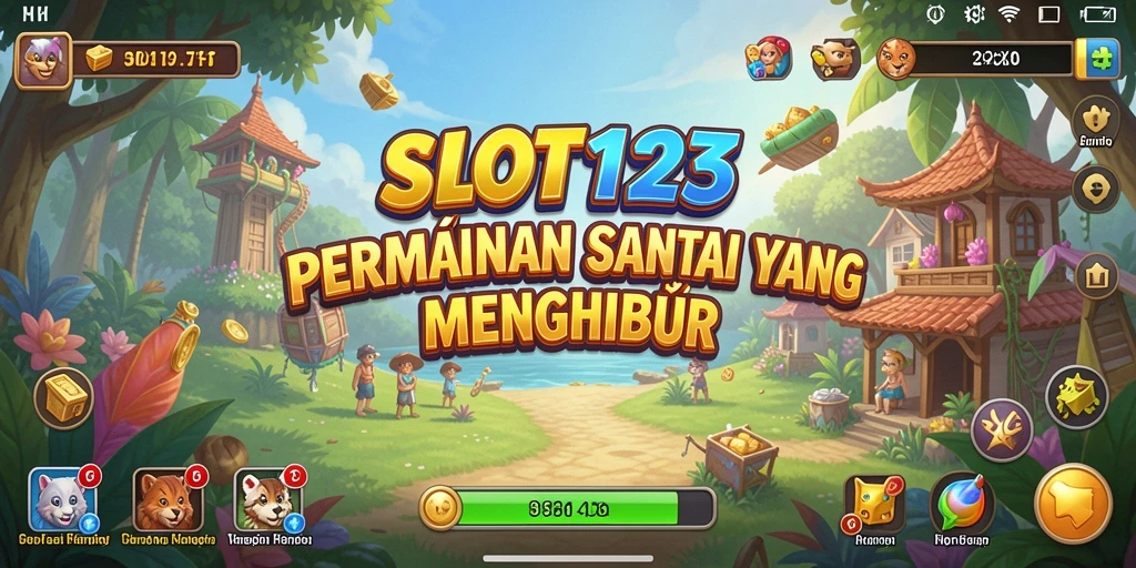 Tampilan gameplay SLOT123 yang menarik dan berwarna-warni.